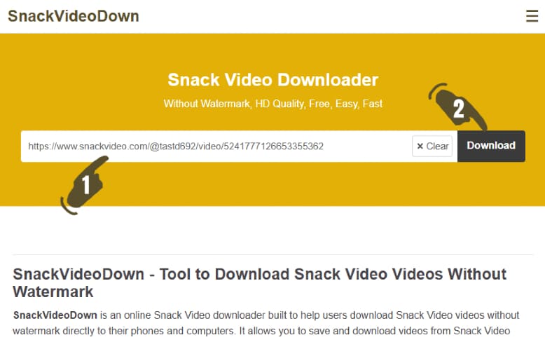 Paste Snack Video link on PC